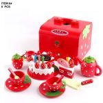 ست کیک تولد توت فرنگی چوبی مدل Strawberry Party