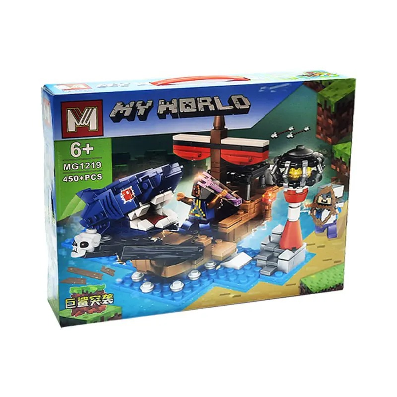 ساختنی-Minecraft لگو حمله کوسه ماینکرافت برند MY WORLD کد MG1219 - Image 1