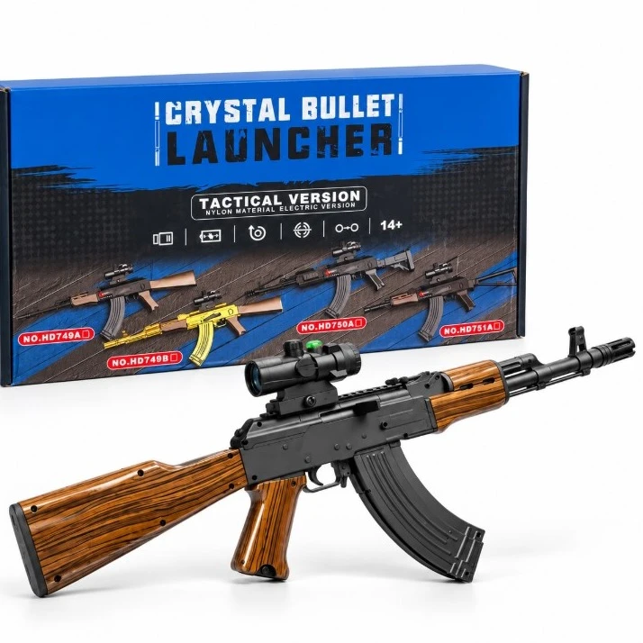 8bbd9b1b3f76fbf75383b12f53546b3d تفنگ اسباببازی تیر ژلهای کلاش AK47 شارژی با خشاب برقی برند Handi کد HD749 - تصویر 1